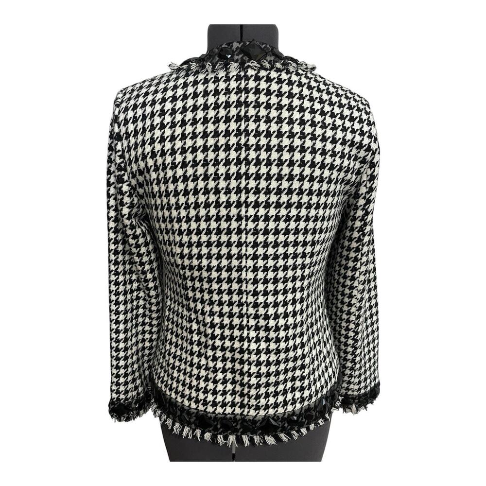 Laura Ashley Herringbone Tweed Blazer S Small Black White Vintage Preppy Classic - Picture 3 of 8